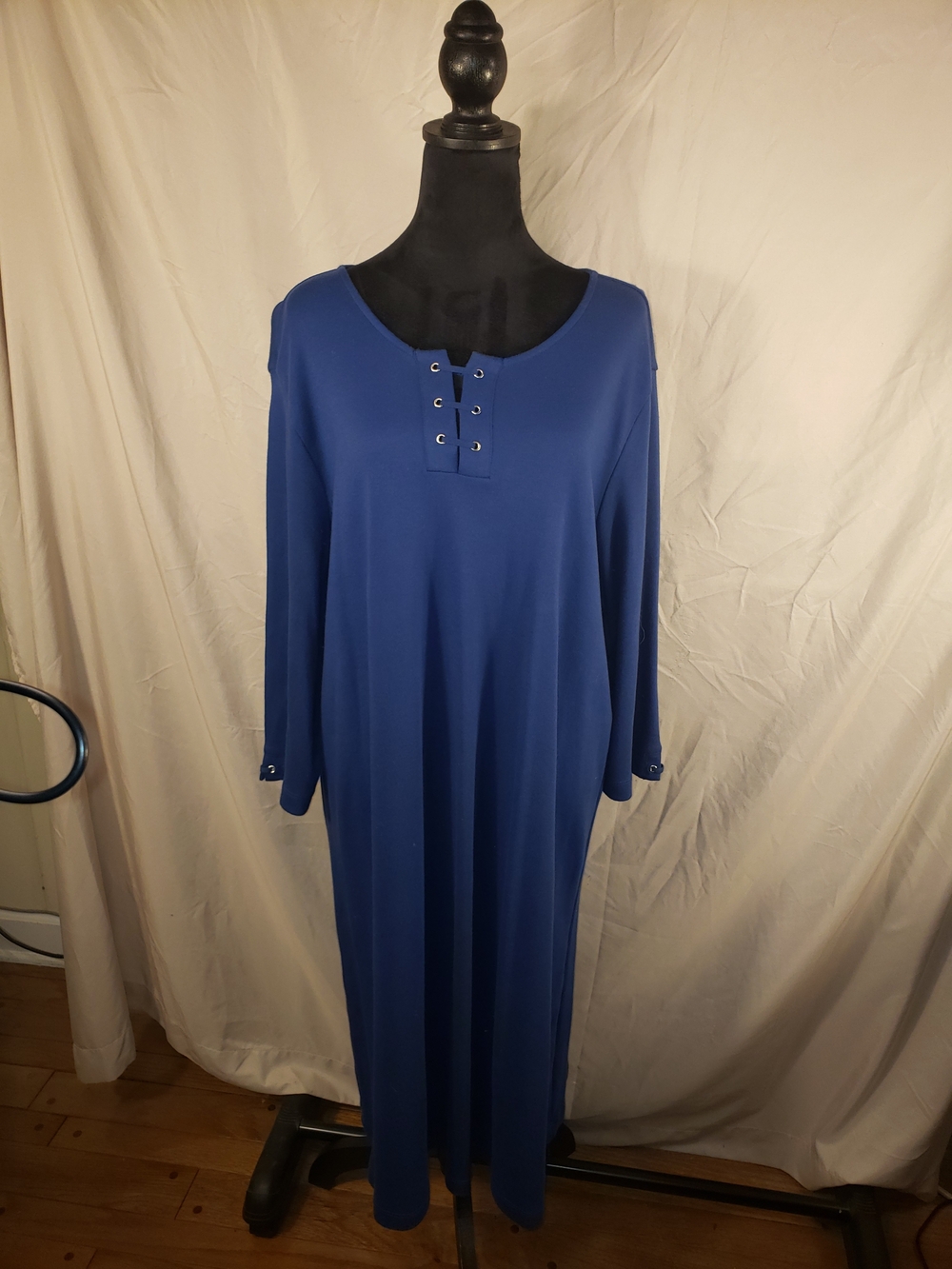 Blair Blue Lace-Up Scoop Neck Maxi Dress - 2X